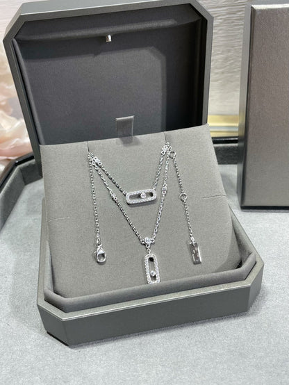 [Amore]MOVE 2 ROW DIAMOND NECKLACE