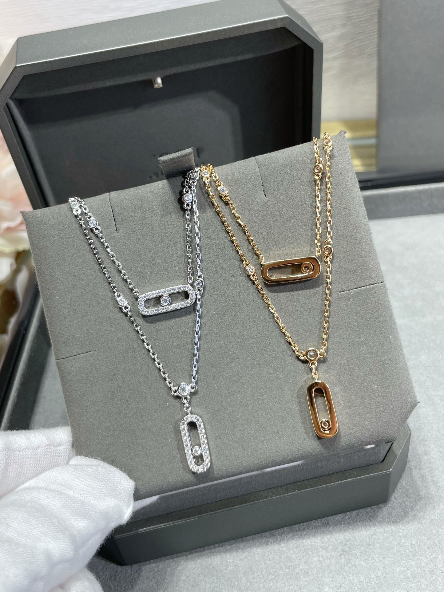 [Amore]MOVE 2 ROW DIAMOND NECKLACE