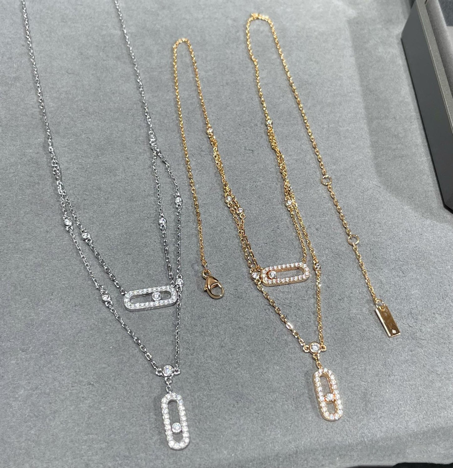 [Amore]MOVE 2 ROW DIAMOND NECKLACE
