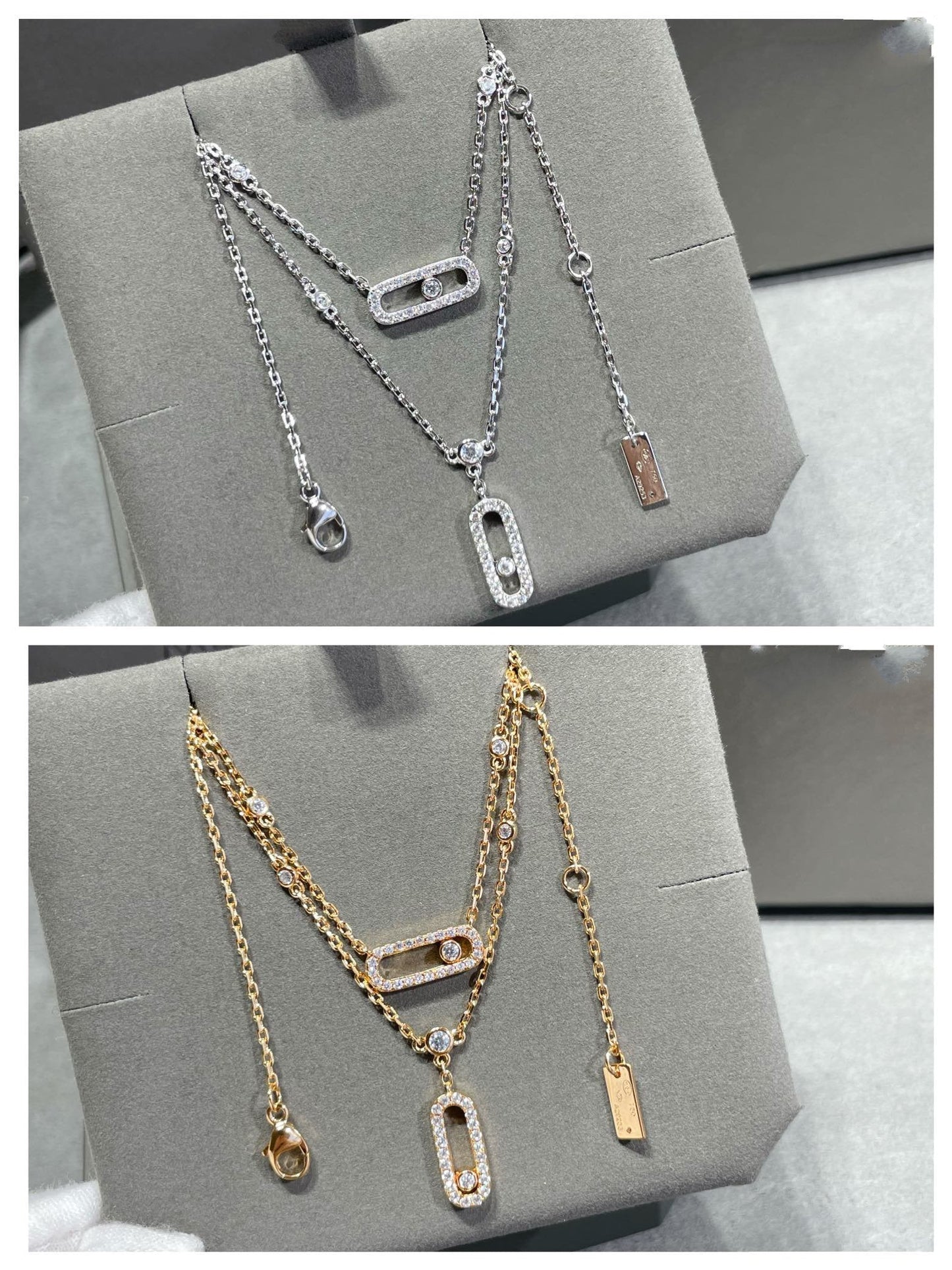 [Amore]MOVE 2 ROW DIAMOND NECKLACE
