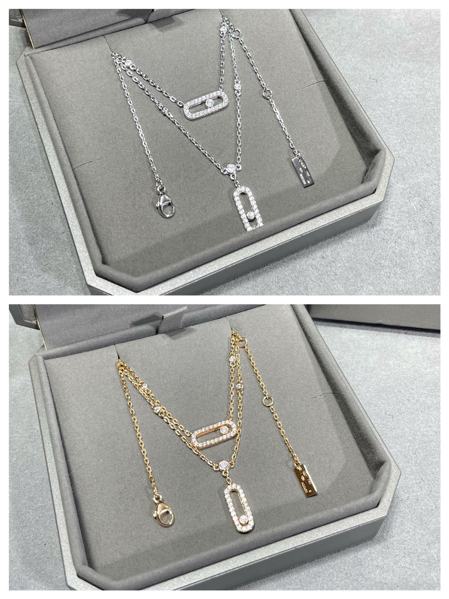 [Amore]MOVE 2 ROW DIAMOND NECKLACE