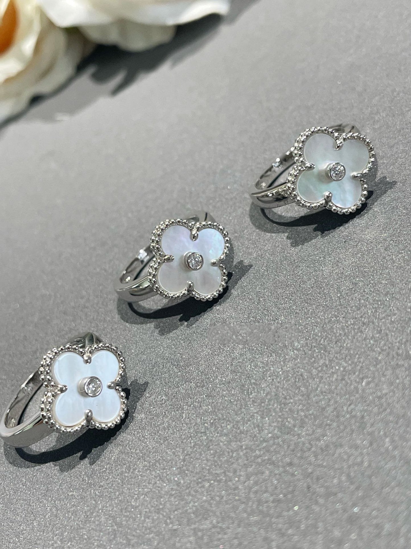 [Amore]CLOVER SILVER MOP DIAMOND RING