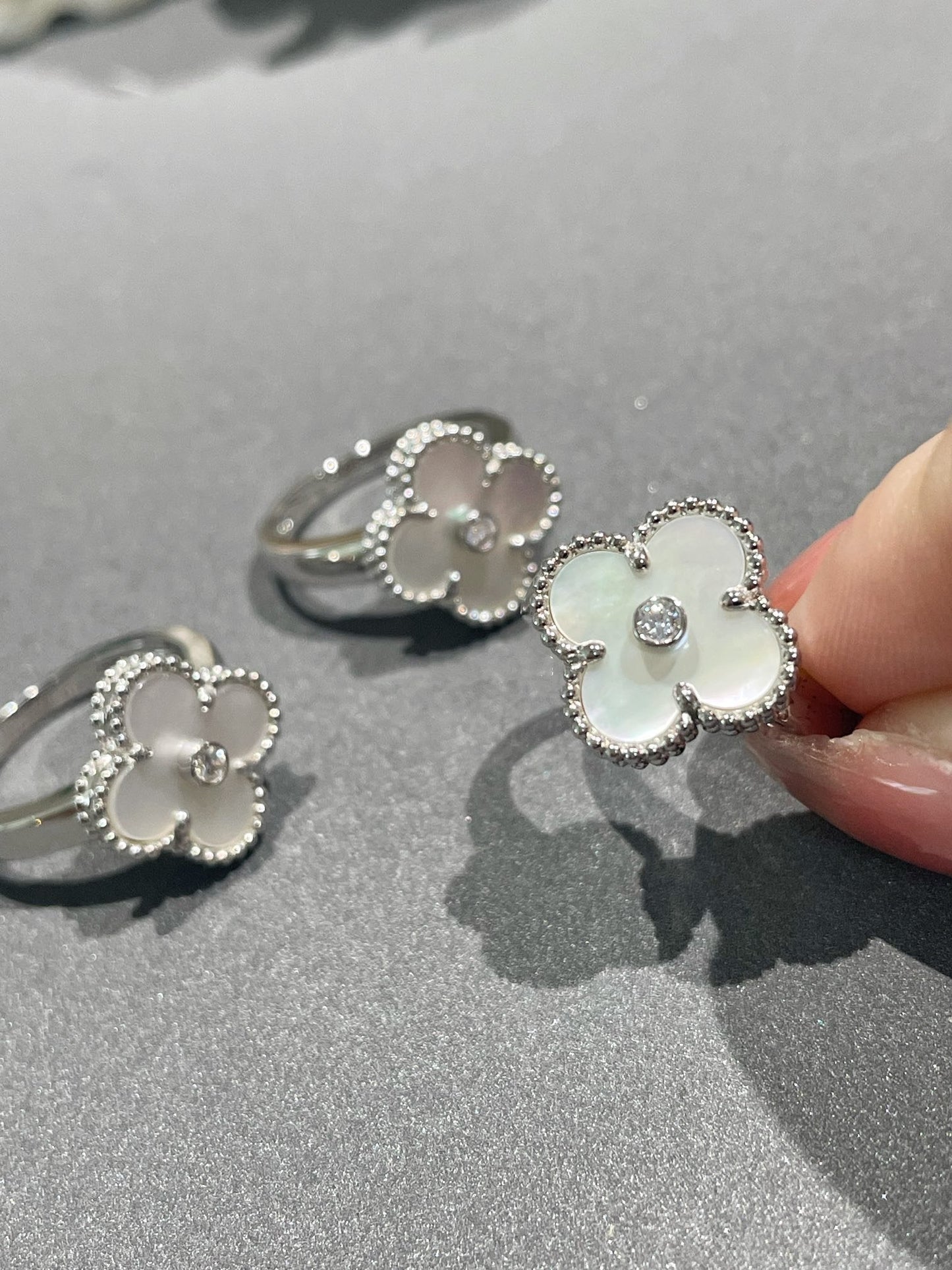 [Amore]CLOVER SILVER MOP DIAMOND RING
