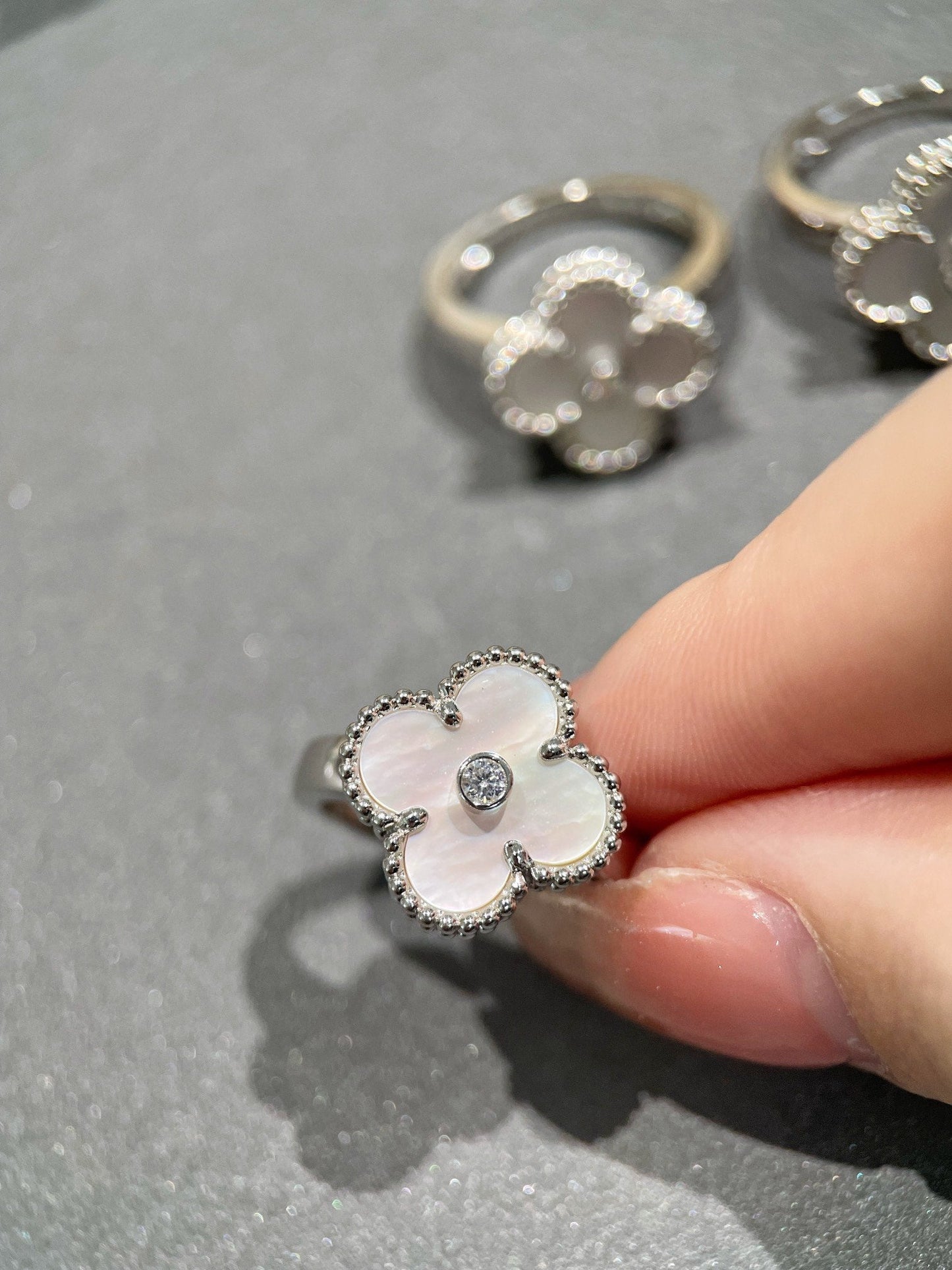 [Amore]CLOVER SILVER MOP DIAMOND RING