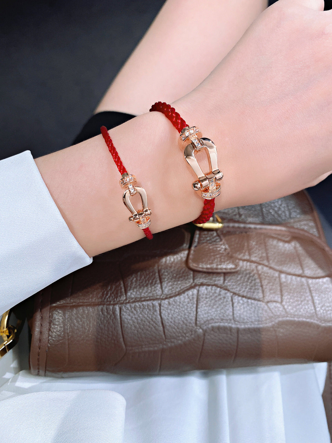 [Amore]FORCE 10 HALF DIAMOND PINK GOLD RED CORDERI LARGE AND MEDIUM MODEL
