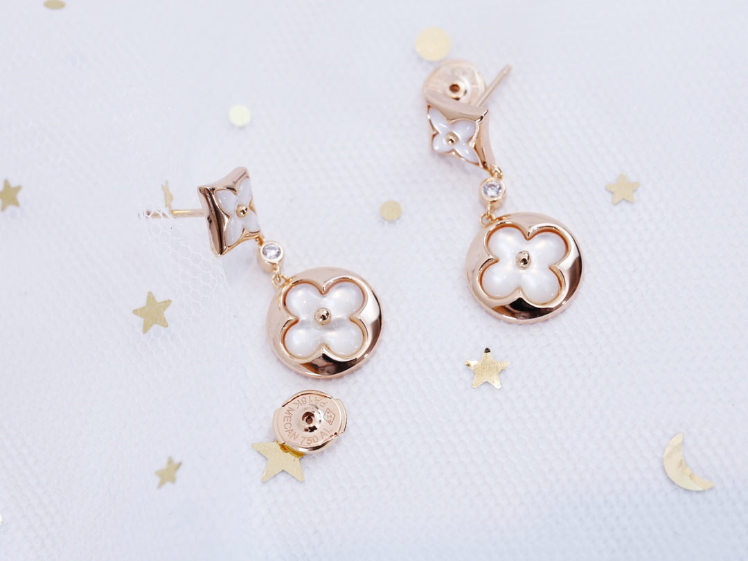 [Amore]STAR AND SUN PINK GOLD MOP DROP EARRINGS