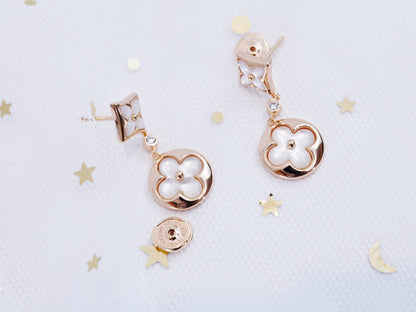 [Amore]STAR AND SUN PINK GOLD MOP DROP EARRINGS