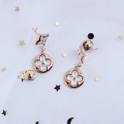 [Amore]STAR AND SUN PINK GOLD MOP DROP EARRINGS