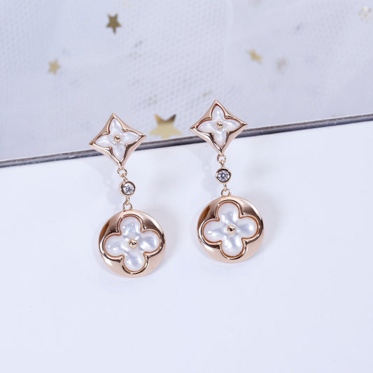 [Amore]STAR AND SUN PINK GOLD MOP DROP EARRINGS