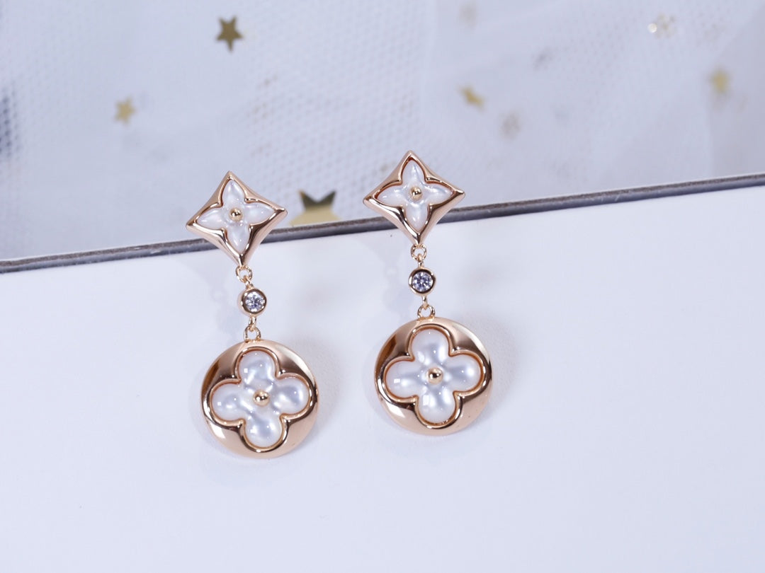 [Amore]STAR AND SUN PINK GOLD MOP DROP EARRINGS