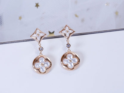 [Amore]STAR AND SUN PINK GOLD MOP DROP EARRINGS