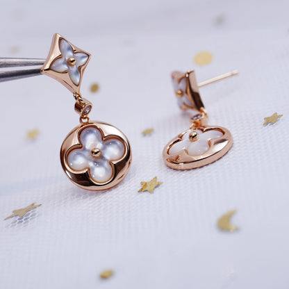 [Amore]STAR AND SUN PINK GOLD MOP DROP EARRINGS