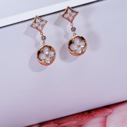 [Amore]STAR AND SUN PINK GOLD MOP DROP EARRINGS