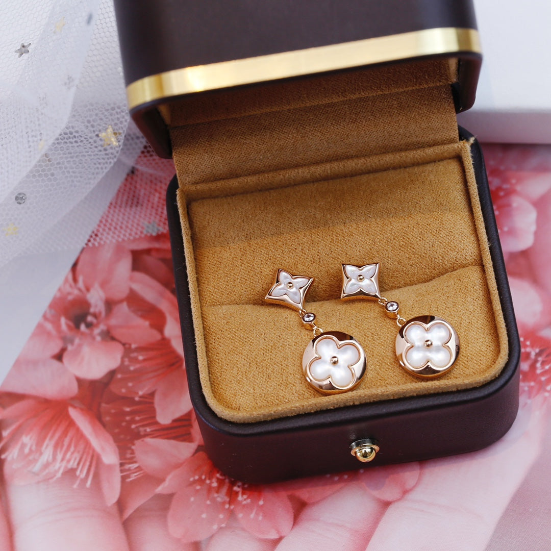 [Amore]STAR AND SUN PINK GOLD MOP DROP EARRINGS