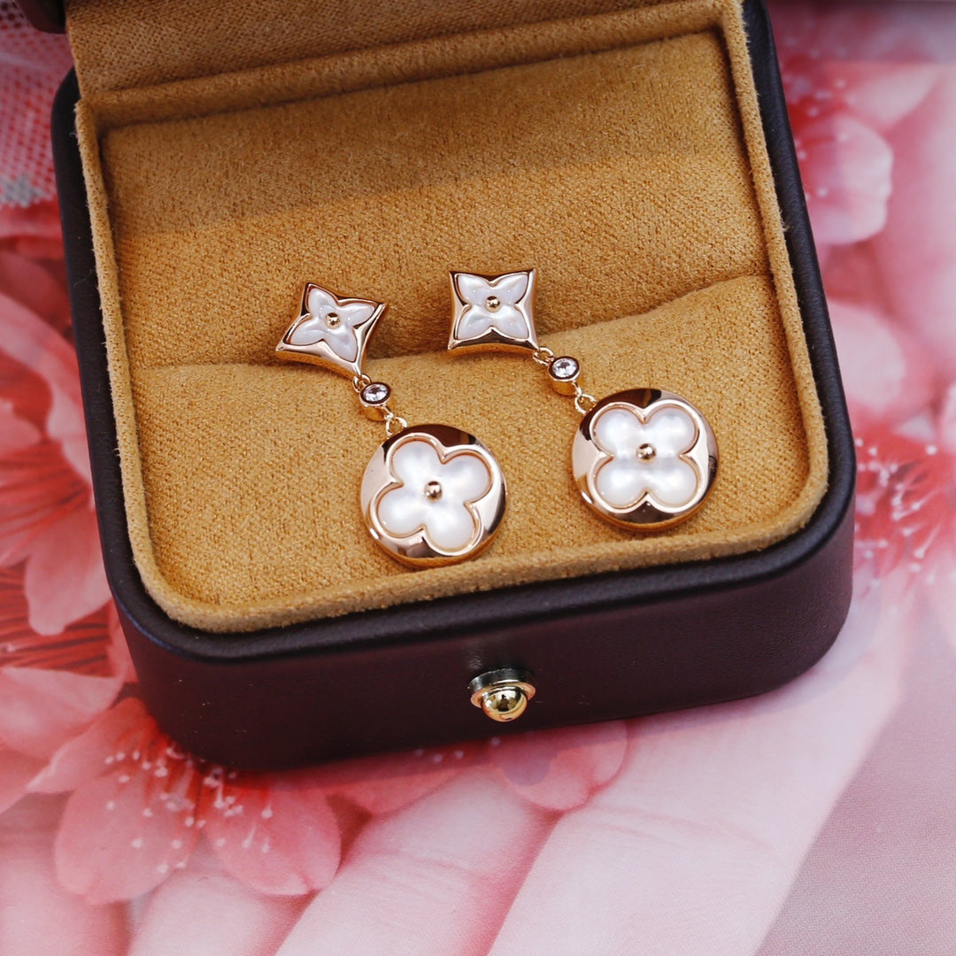 [Amore]STAR AND SUN PINK GOLD MOP DROP EARRINGS