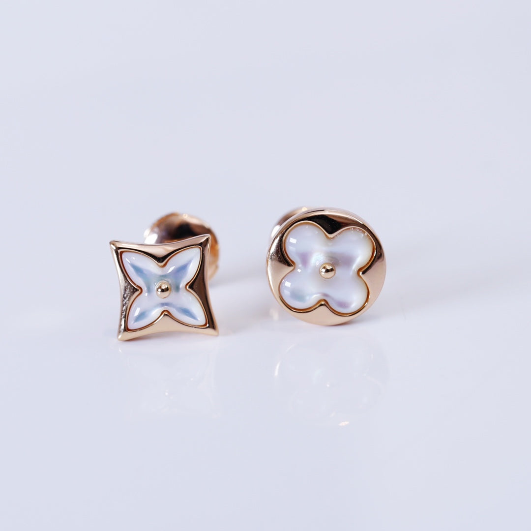 [Amore]STAR AND SUN PINK GOLD MOP STUD EARRINGS