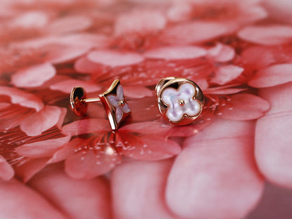 [Amore]STAR AND SUN PINK GOLD MOP STUD EARRINGS