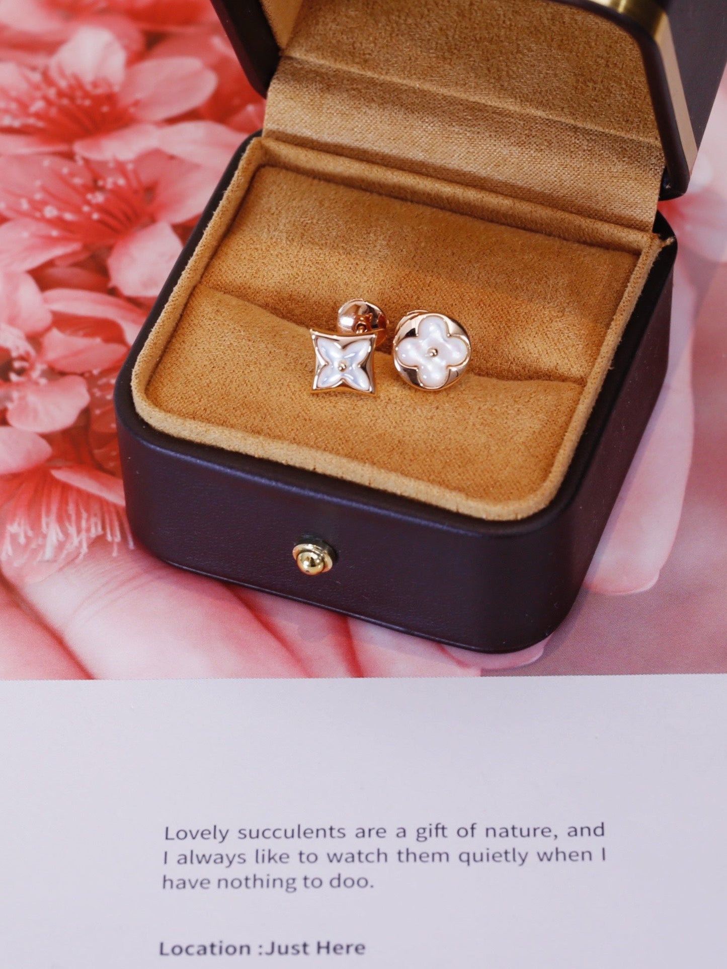 [Amore]STAR AND SUN PINK GOLD MOP STUD EARRINGS