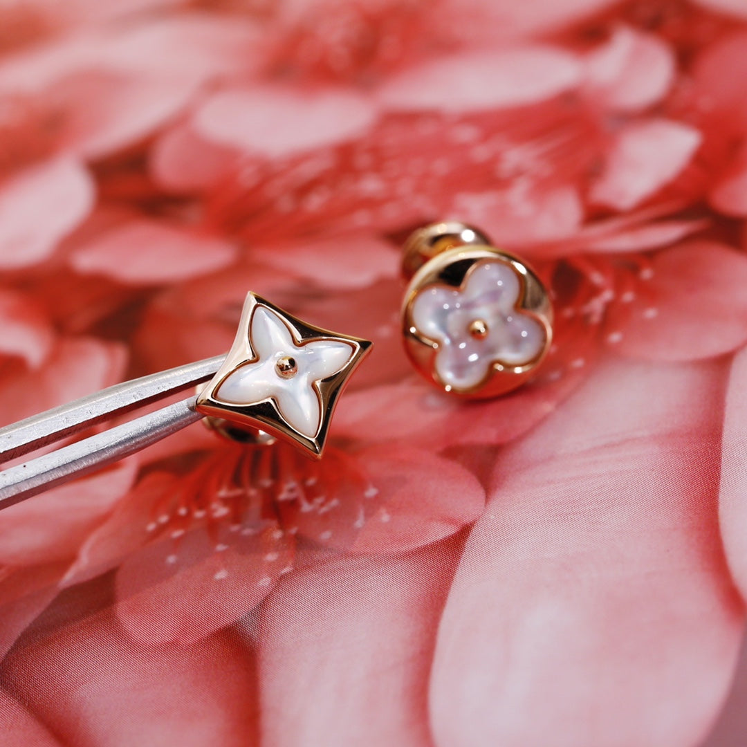 [Amore]STAR AND SUN PINK GOLD MOP STUD EARRINGS