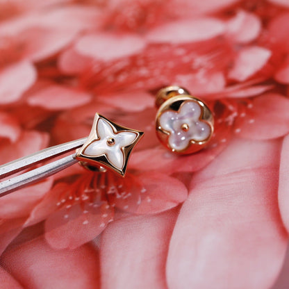 [Amore]STAR AND SUN PINK GOLD MOP STUD EARRINGS