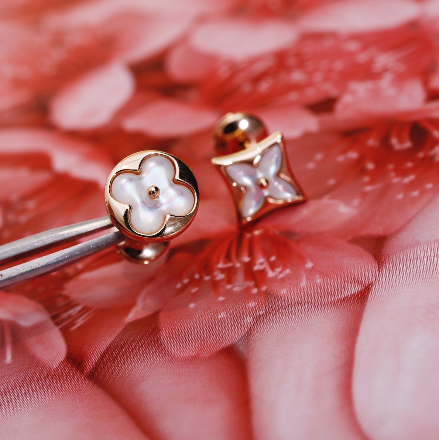 [Amore]STAR AND SUN PINK GOLD MOP STUD EARRINGS