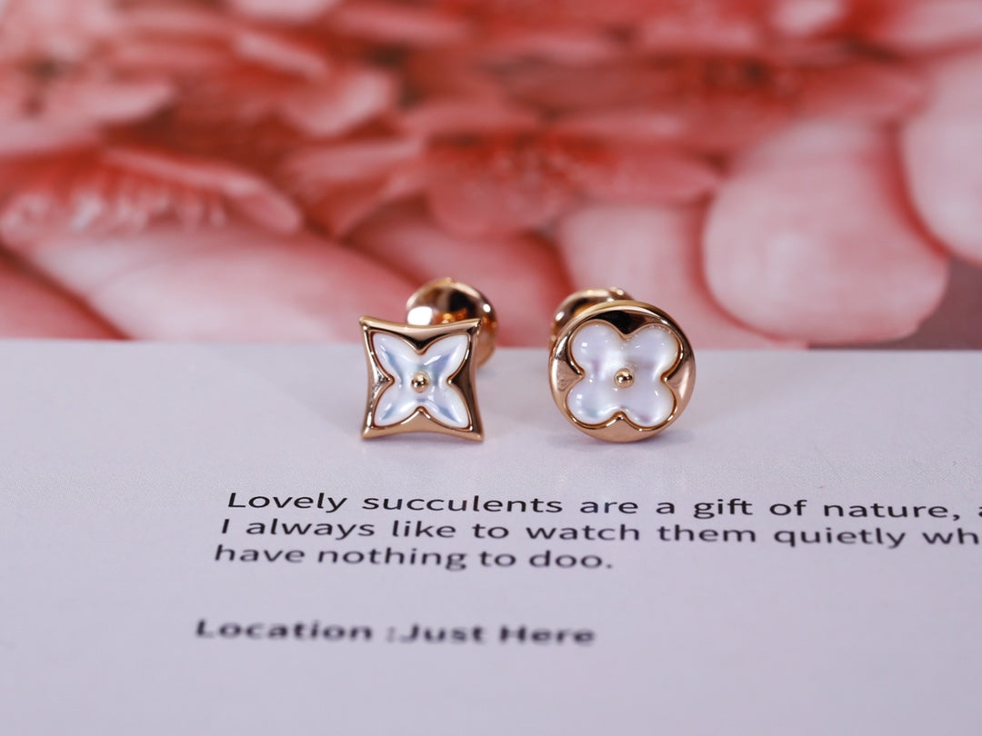 [Amore]STAR AND SUN PINK GOLD MOP STUD EARRINGS