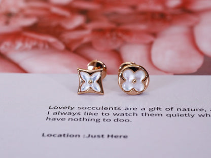 [Amore]STAR AND SUN PINK GOLD MOP STUD EARRINGS
