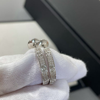 [Amore]LOVE DIAMOND SILVER HOOP EARRINGS