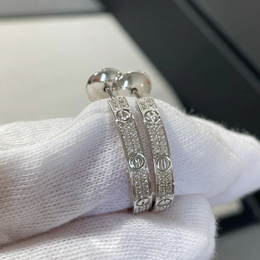 [Amore]LOVE EARRINGS 3.6MM DIAMOND PAVED