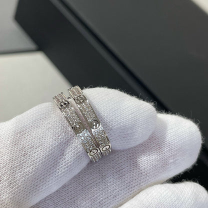 [Amore]LOVE DIAMOND SILVER HOOP EARRINGS