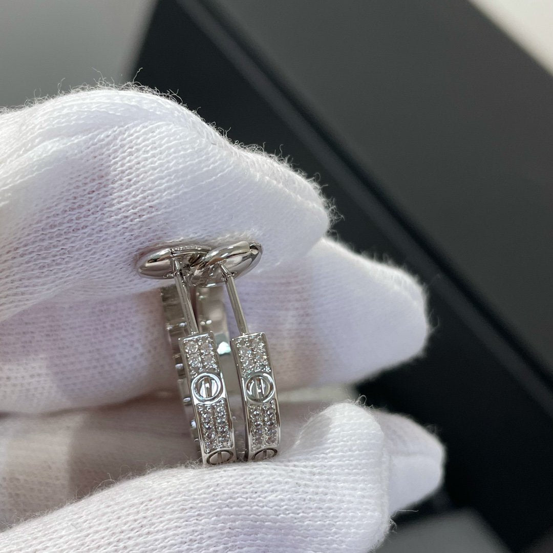 [Amore]LOVE DIAMOND SILVER HOOP EARRINGS