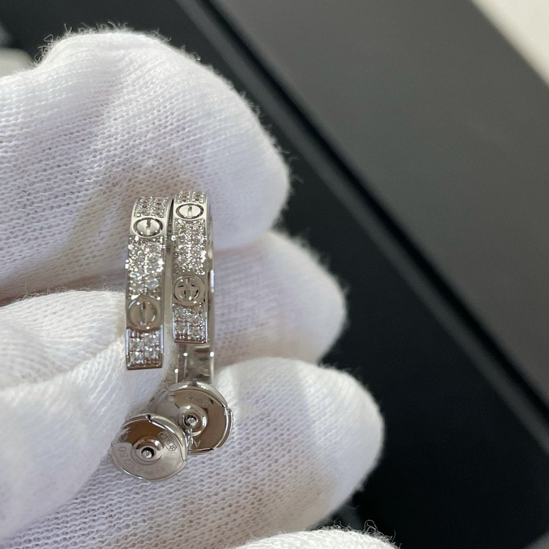 [Amore]LOVE DIAMOND SILVER HOOP EARRINGS