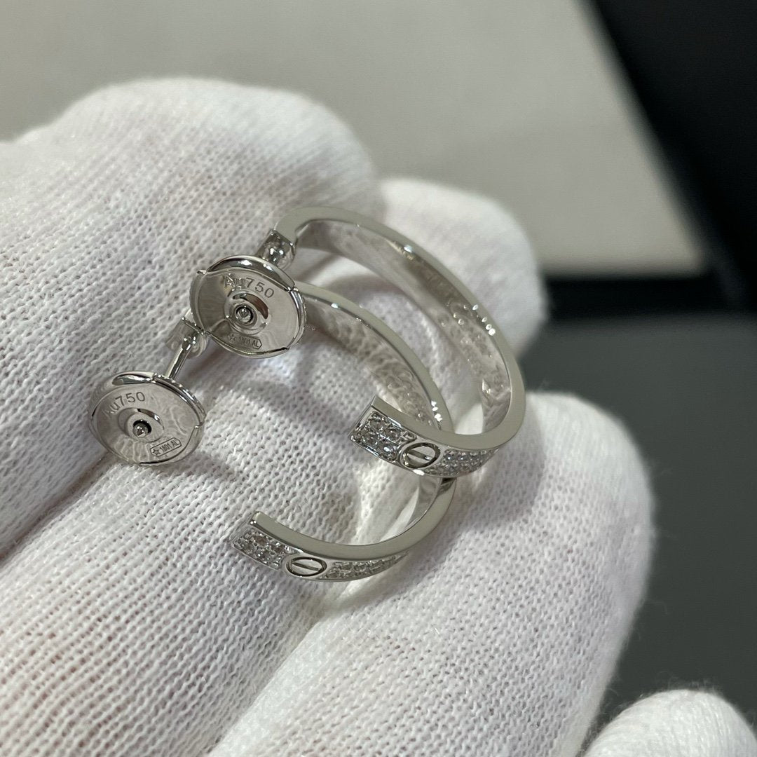 [Amore]LOVE DIAMOND SILVER HOOP EARRINGS