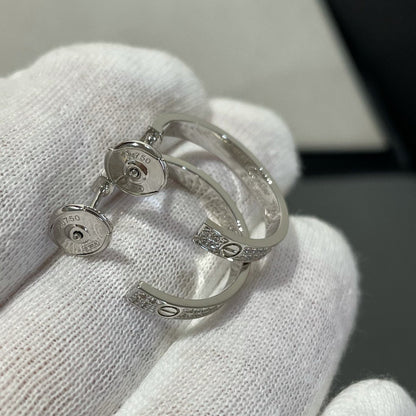 [Amore]LOVE DIAMOND SILVER HOOP EARRINGS