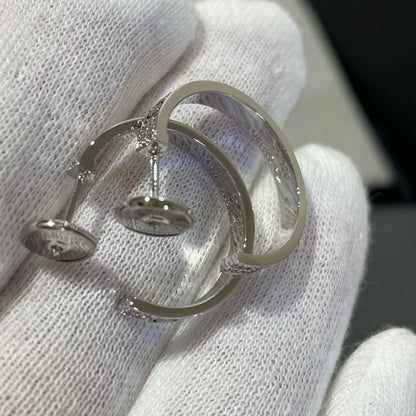 [Amore]LOVE DIAMOND SILVER HOOP EARRINGS