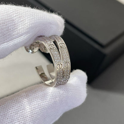 [Amore]LOVE DIAMOND SILVER HOOP EARRINGS