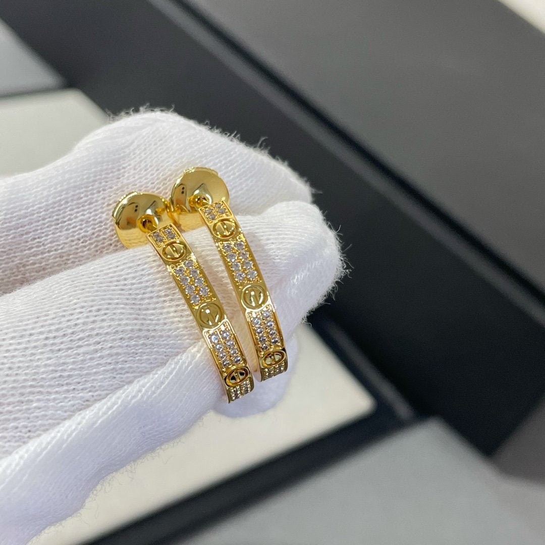 [Amore]LOVE DIAMOND GOLD HOOP EARRINGS