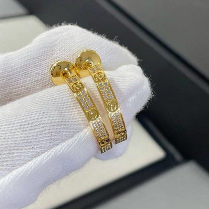 [Amore]LOVE EARRINGS 3.6MM DIAMOND PAVED