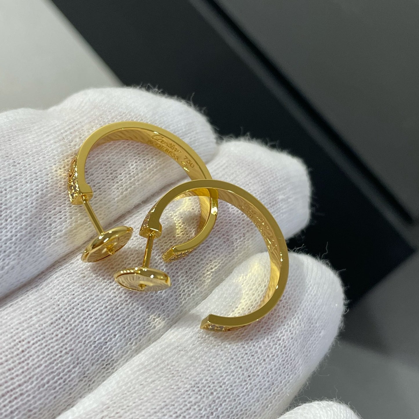 [Amore]LOVE DIAMOND GOLD HOOP EARRINGS