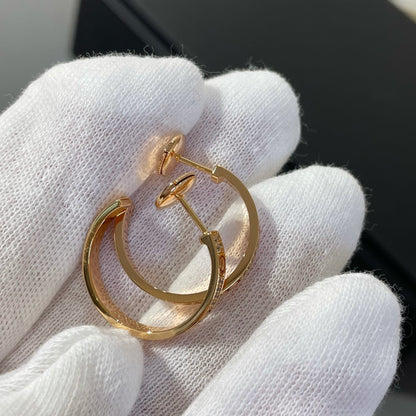 [Amore]LOVE DIAMOND PINK GOLD HOOP EARRINGS