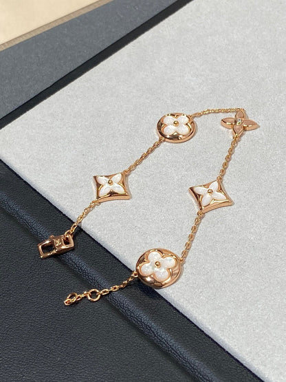 [Amore]STAR AND SUN 5 MOTIF MOP PINK GOLD BRACELET