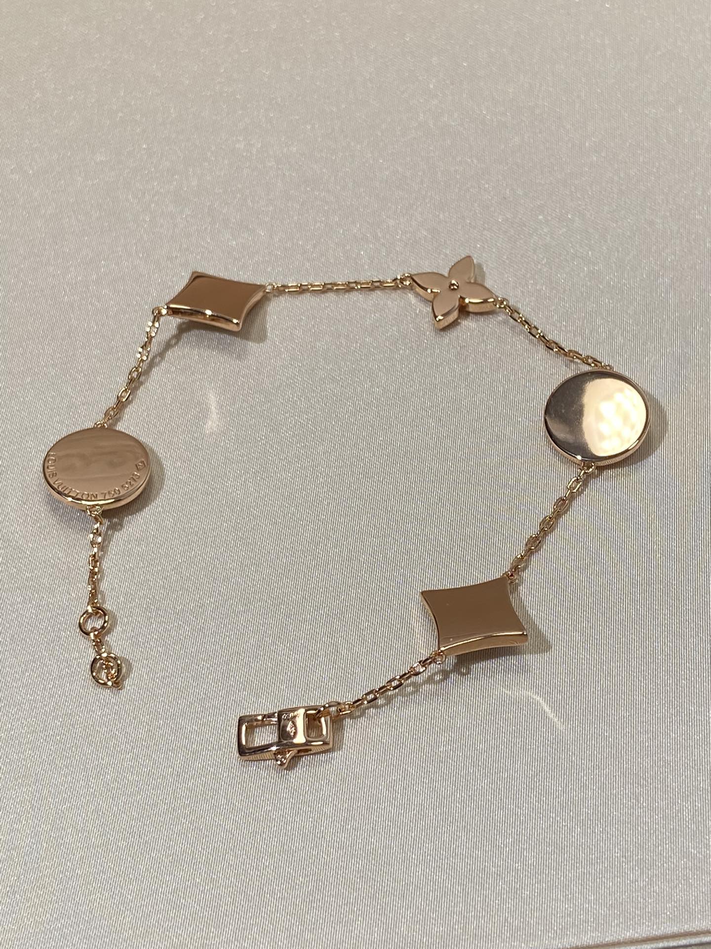 [Amore]STAR AND SUN 5 MOTIF MOP PINK GOLD BRACELET