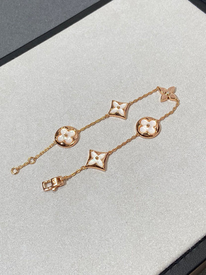 [Amore]STAR AND SUN 5 MOTIF MOP PINK GOLD BRACELET