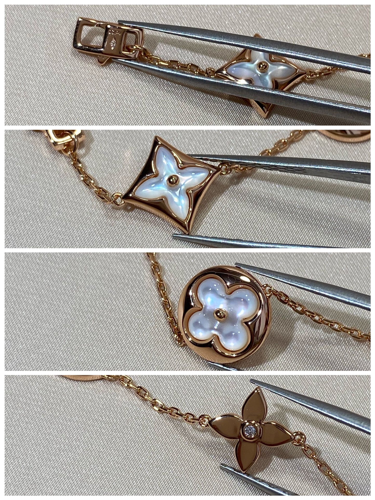 [Amore]STAR AND SUN 5 MOTIF MOP PINK GOLD BRACELET