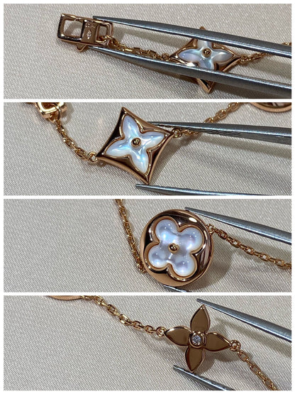 [Amore]STAR AND SUN 5 MOTIF MOP PINK GOLD BRACELET