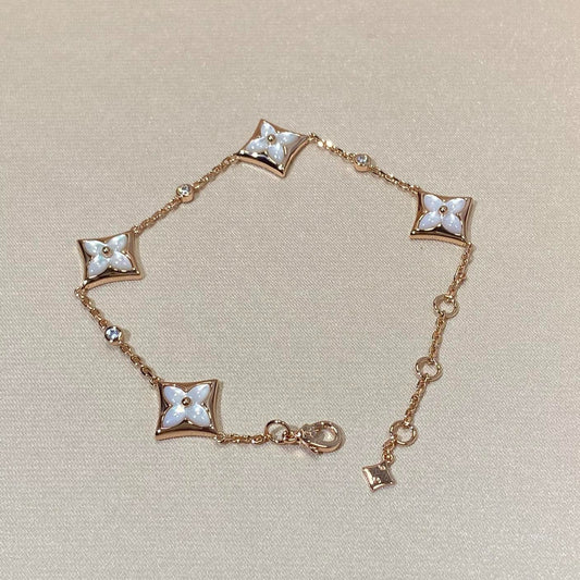 [Amore]STAR 4 MOTIF MOP DIAMOND PINK GOLD BRACELET