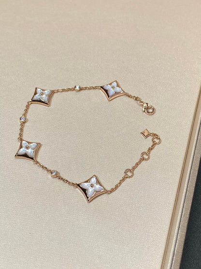 [Amore]STAR 4 MOTIF MOP DIAMOND PINK GOLD BRACELET