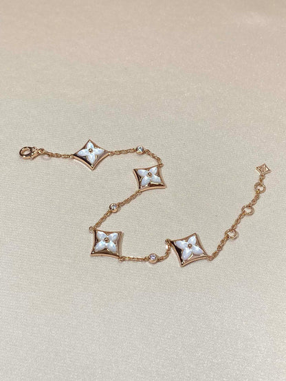 [Amore]STAR 4 MOTIF MOP DIAMOND PINK GOLD BRACELET