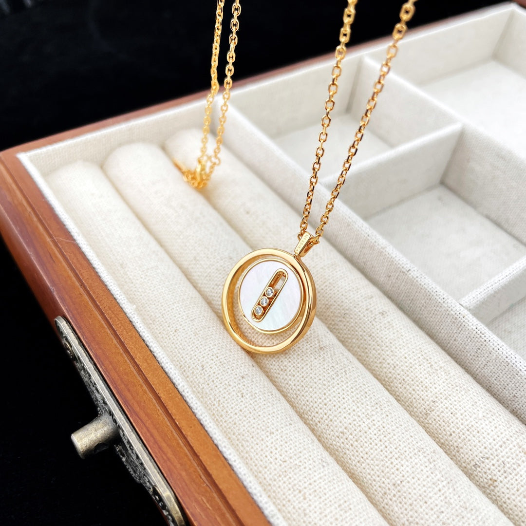 [Amore]LUCKY MOVE MOP PINK GOLD NECKLACE