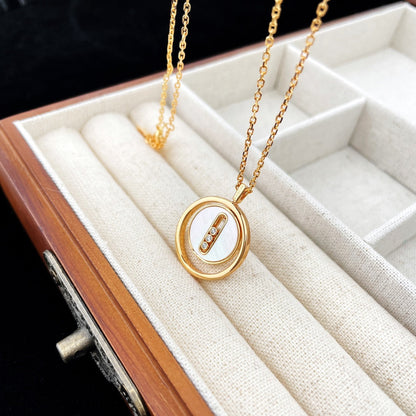 [Amore]LUCKY MOVE MOP PINK GOLD NECKLACE